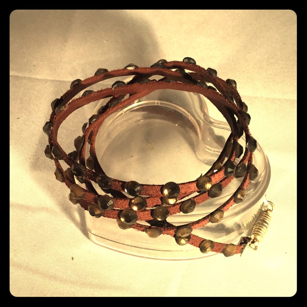 Swarovski crystal wrap bracelet in chocolate